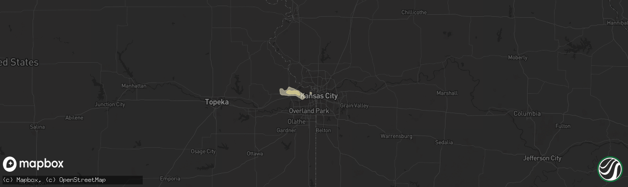 Hail map in Kansas City, KS on August 30, 2020