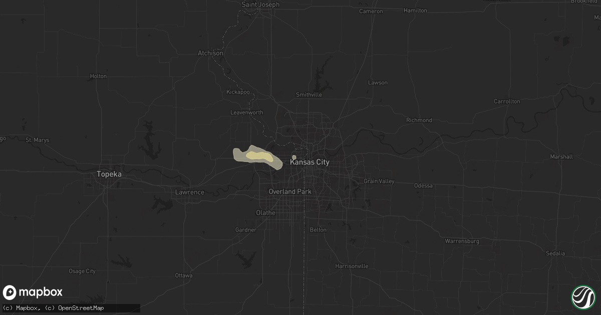 Hail map in Kansas City, KS on August 30, 2020