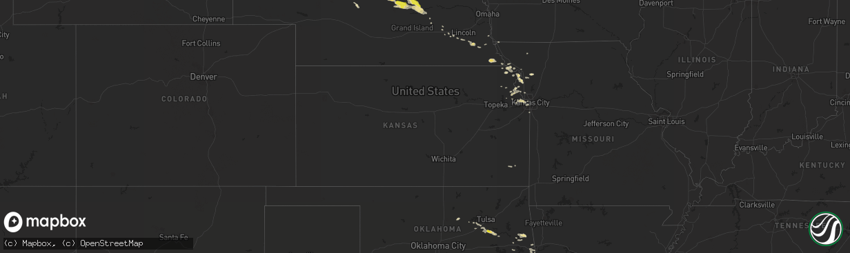 Hail map in Kansas on August 30, 2020