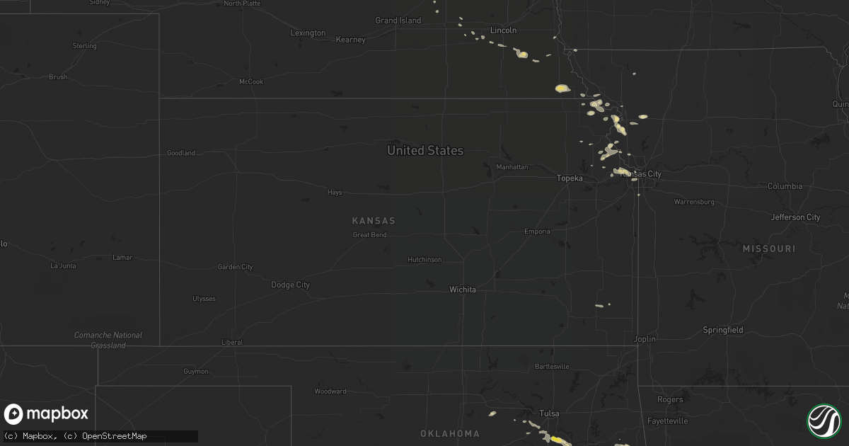 Hail map in Kansas on August 30, 2020