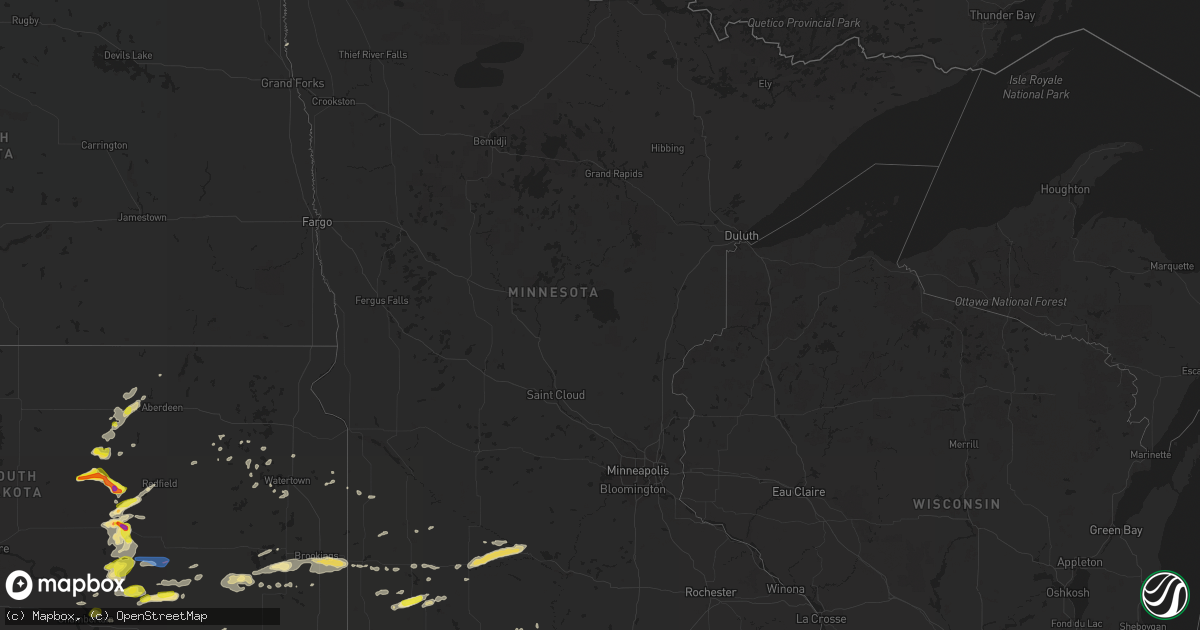 Hail map in Minnesota on August 30, 2020