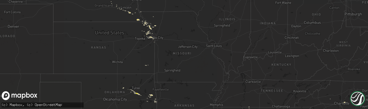 Hail map in Missouri on August 30, 2020