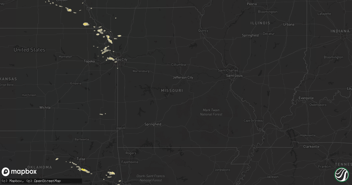 Hail map in Missouri on August 30, 2020