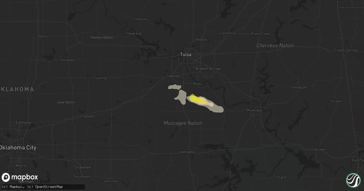 Hail map in Mounds, OK on August 30, 2020