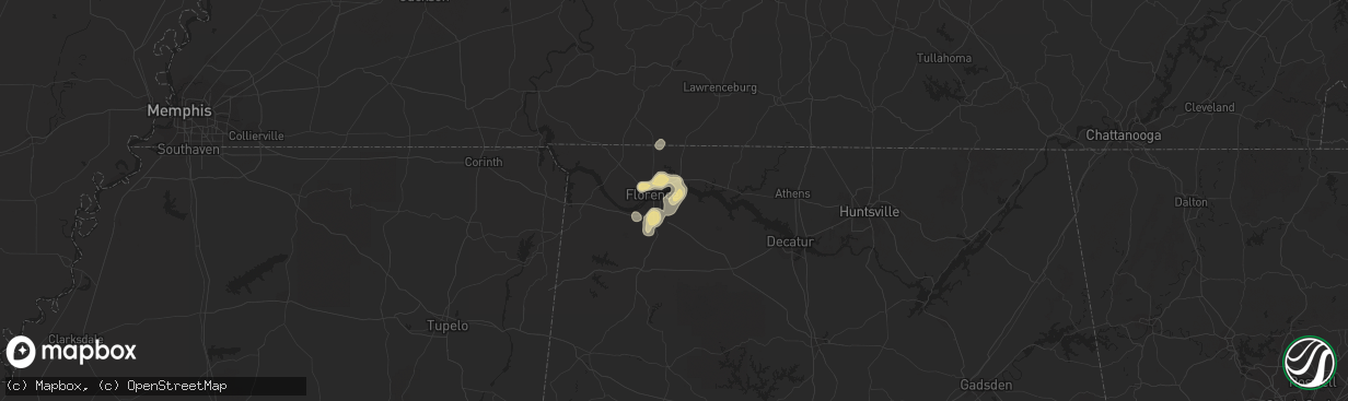 Hail map in Muscle Shoals, AL on August 30, 2020