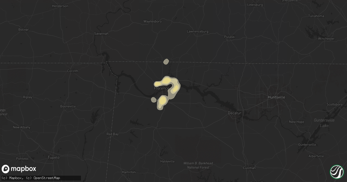 Hail map in Muscle Shoals, AL on August 30, 2020