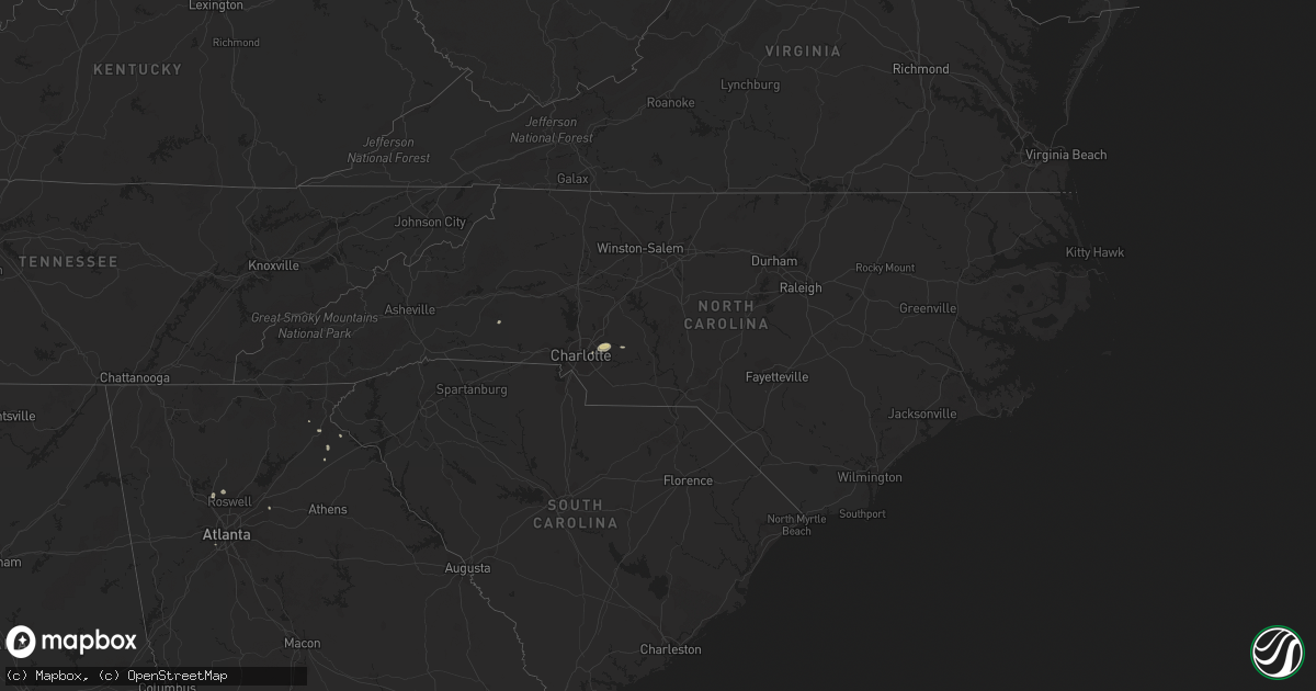 Hail map in North Carolina on August 30, 2020