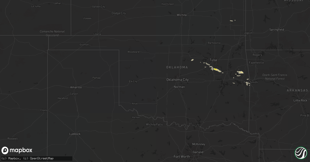 Hail map in Oklahoma on August 30, 2020