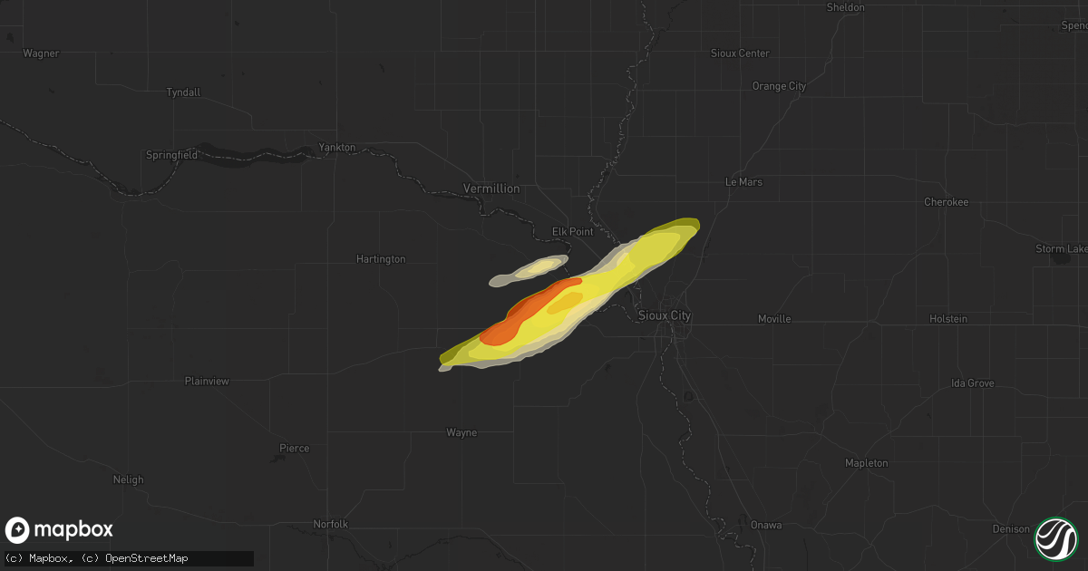 Hail map in Ponca, NE on August 30, 2020