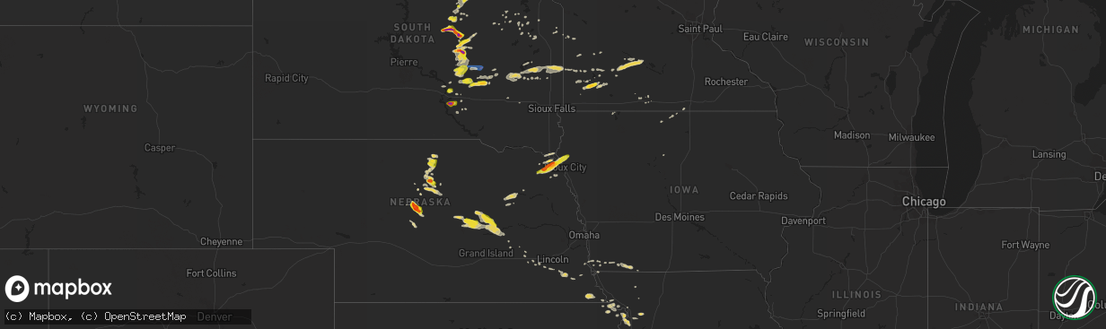 Hail map on August 30, 2020