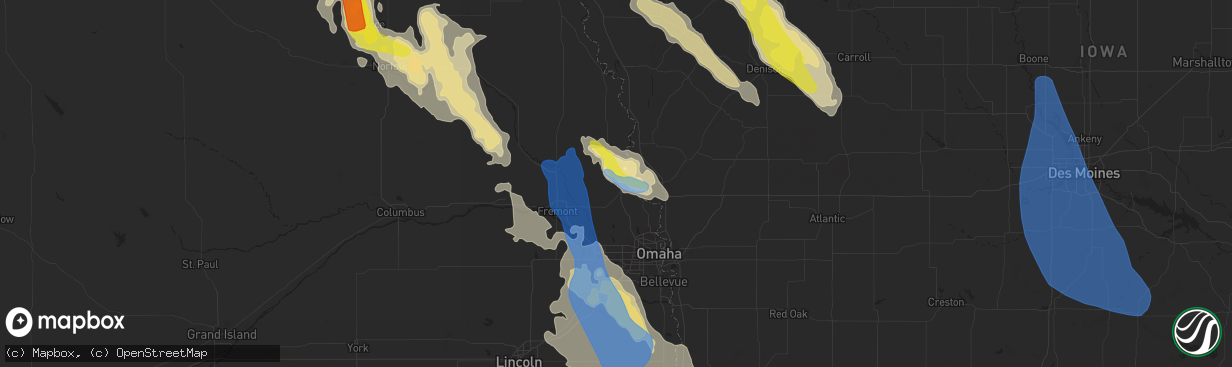 Hail map in Blair, NE on August 30, 2021