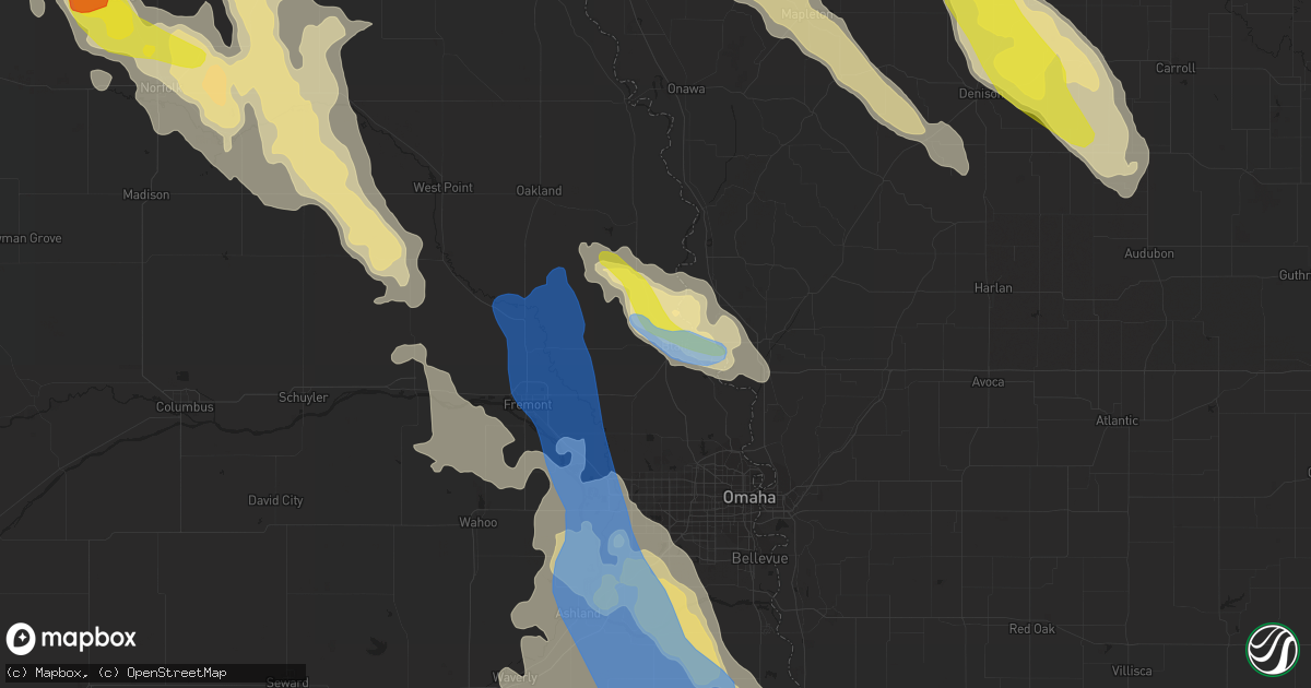 Hail map in Blair, NE on August 30, 2021