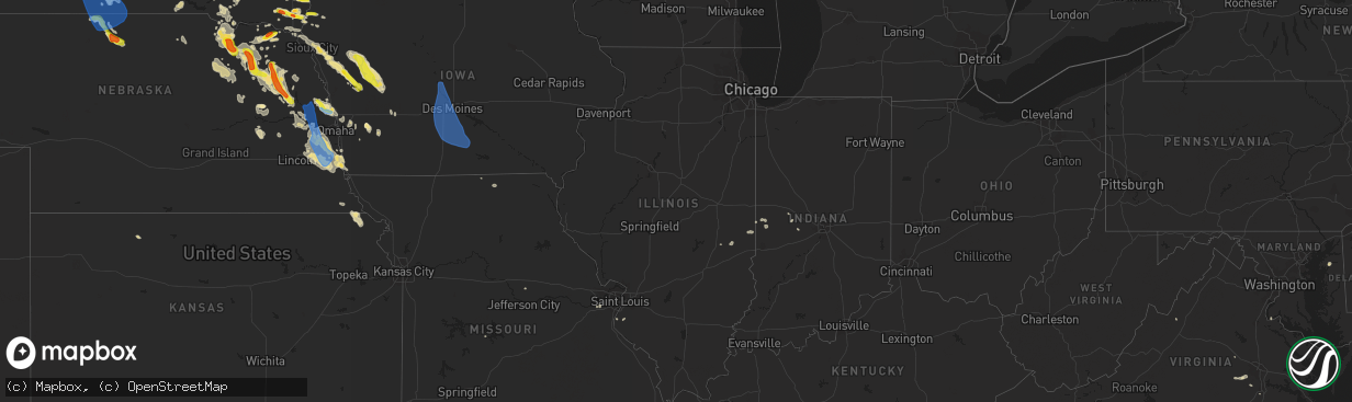 Hail map in Illinois on August 30, 2021