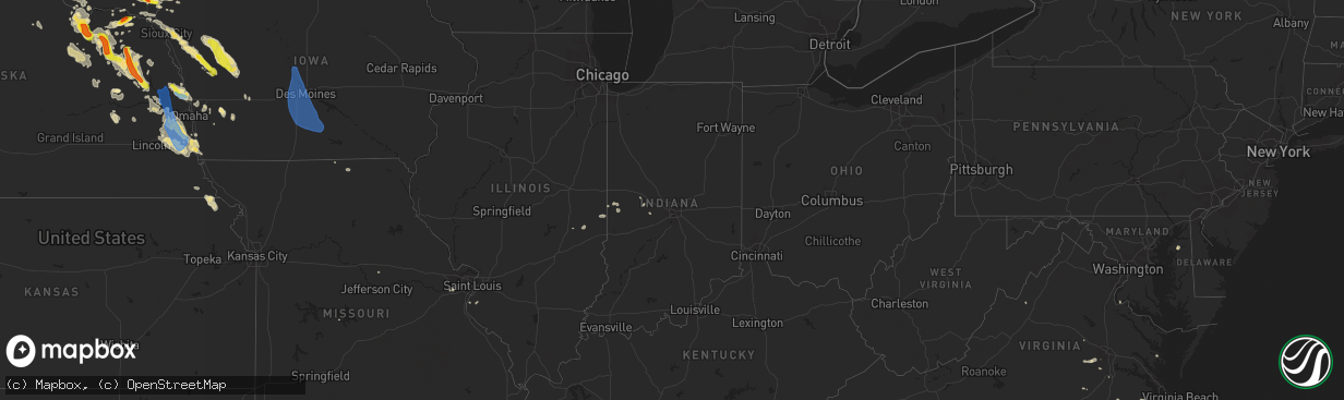 Hail map in Indiana on August 30, 2021