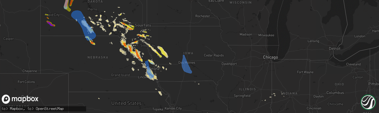 Hail map in Iowa on August 30, 2021