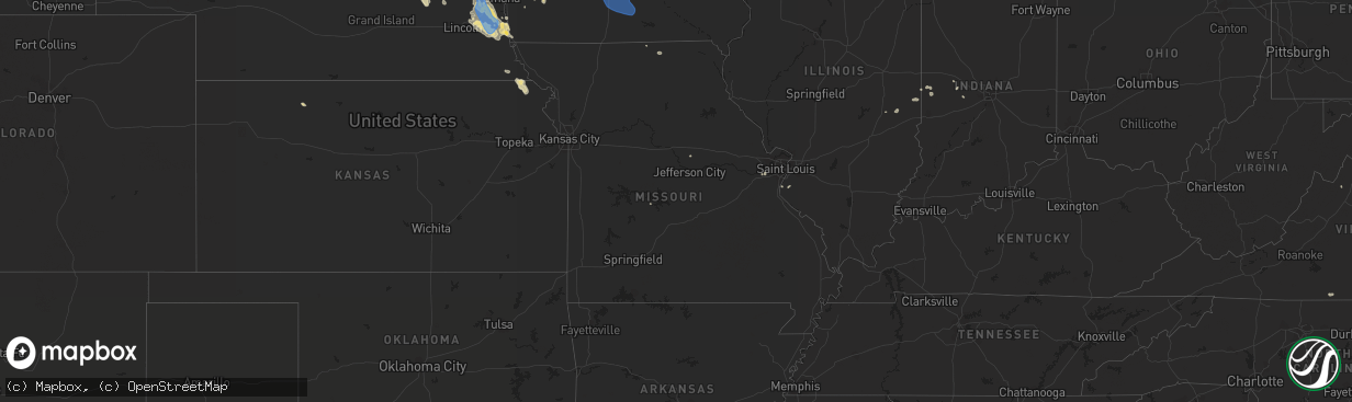 Hail map in Missouri on August 30, 2021