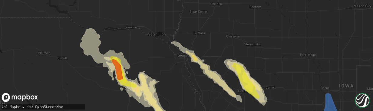 Hail map in Sioux City, IA on August 30, 2021