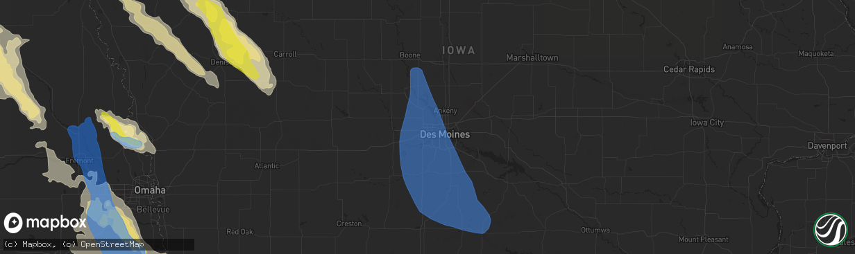 Hail map in Urbandale, IA on August 30, 2021