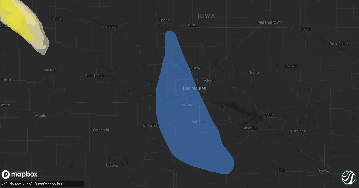 Hail map in West Des Moines, IA on August 30, 2021