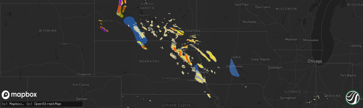 Hail map on August 30, 2021