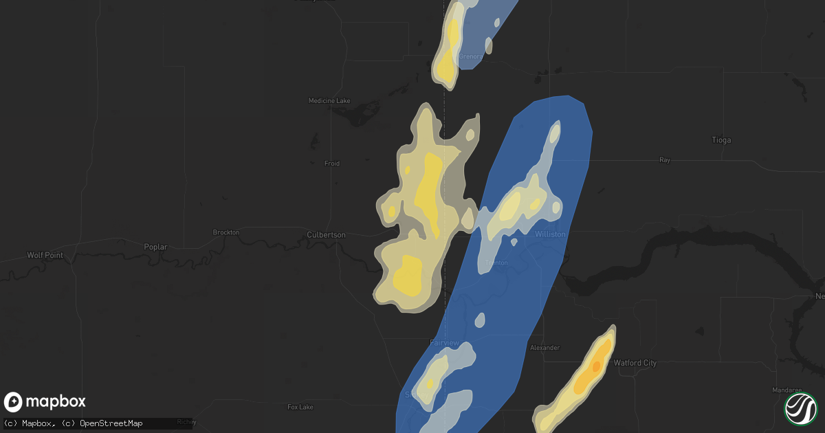 Hail map in Bainville, MT on August 30, 2023