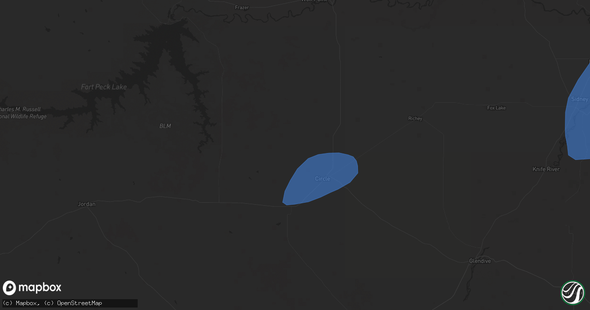 Hail map in Circle, MT on August 30, 2023