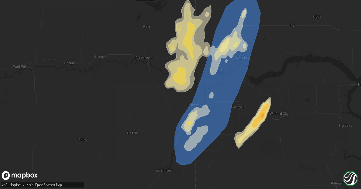 Hail map in Fairview, MT on August 30, 2023