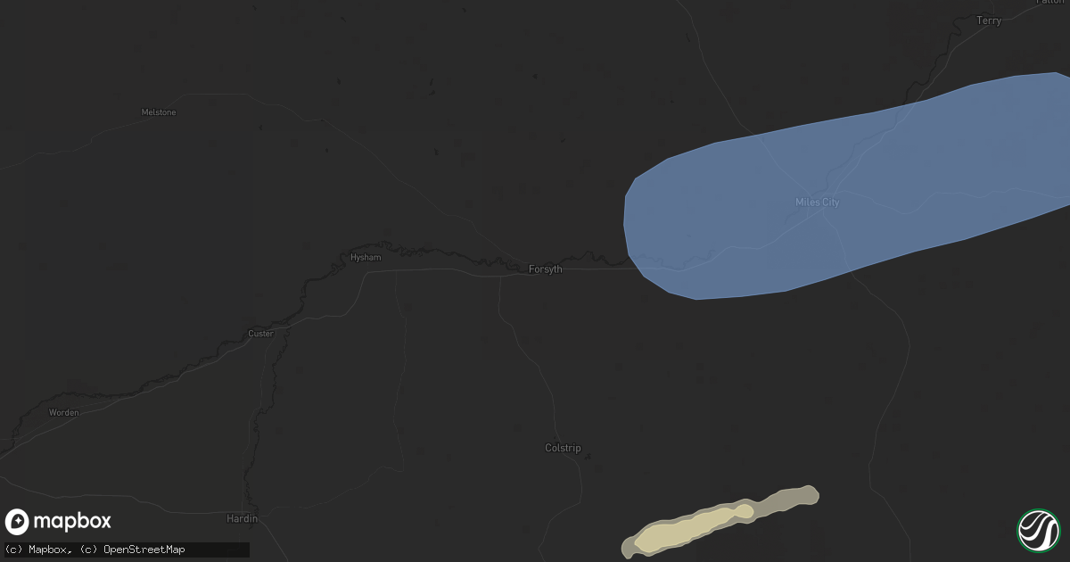 Hail map in Forsyth, MT on August 30, 2023