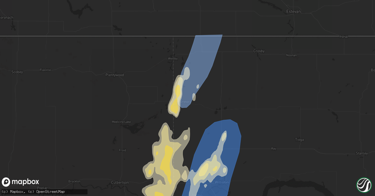 Hail map in Grenora, ND on August 30, 2023