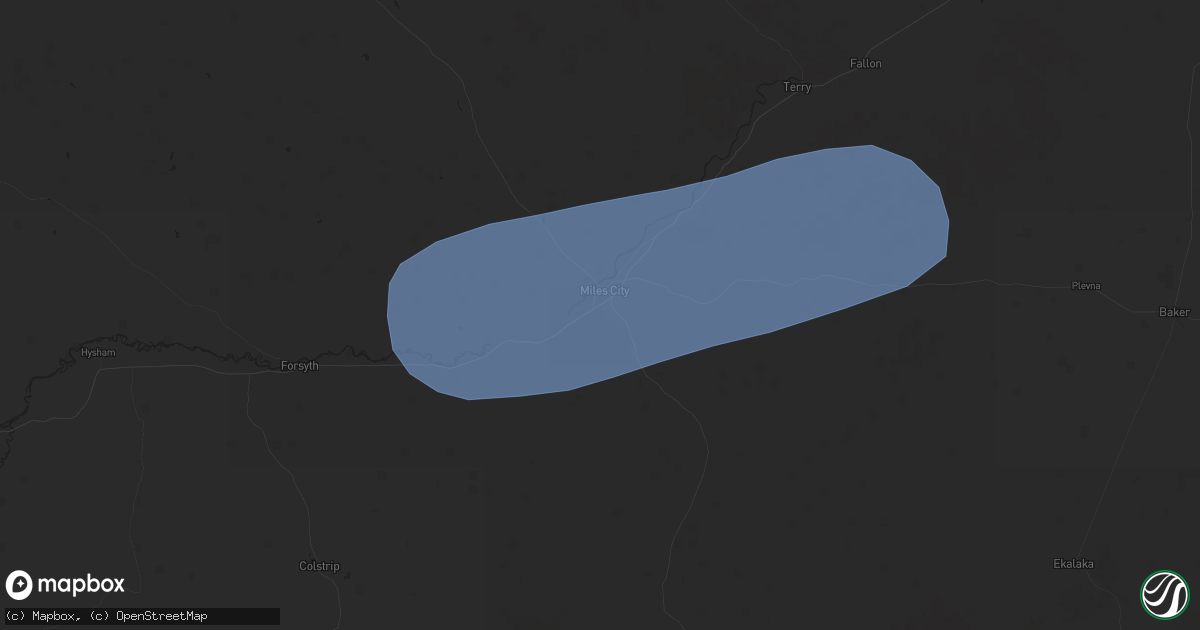 Hail map in Miles City, MT on August 30, 2023