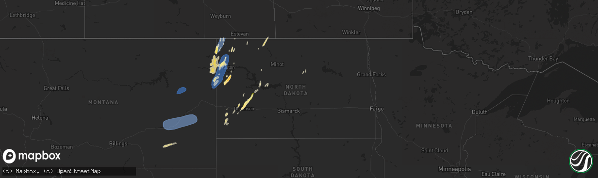 Hail map in North Dakota on August 30, 2023