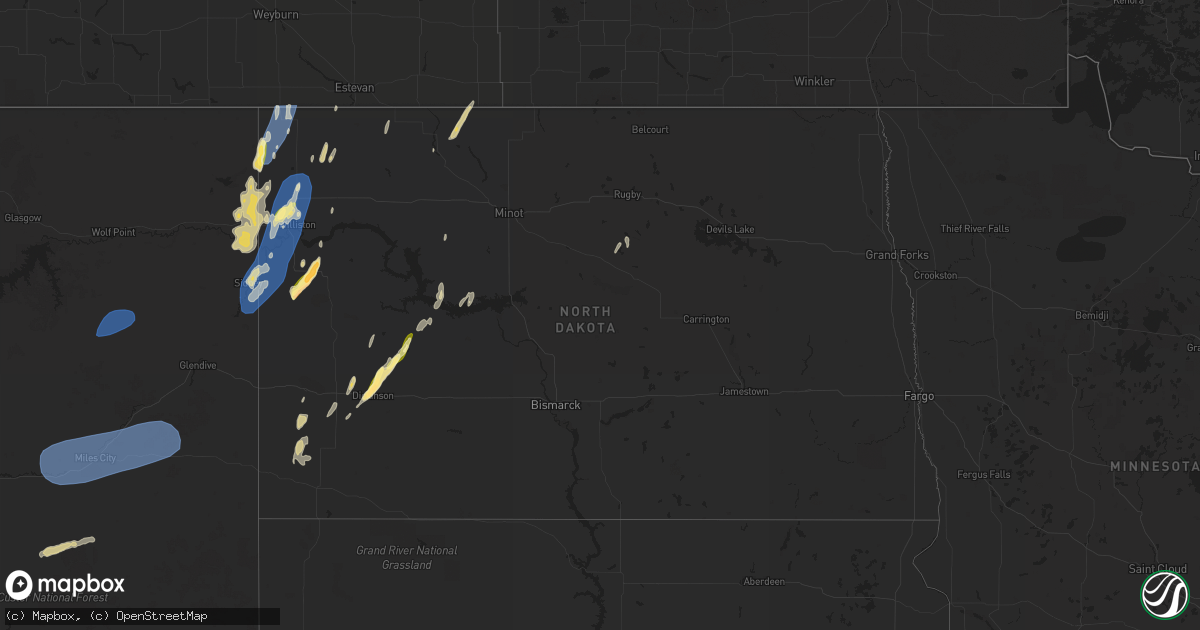 Hail map in North Dakota on August 30, 2023
