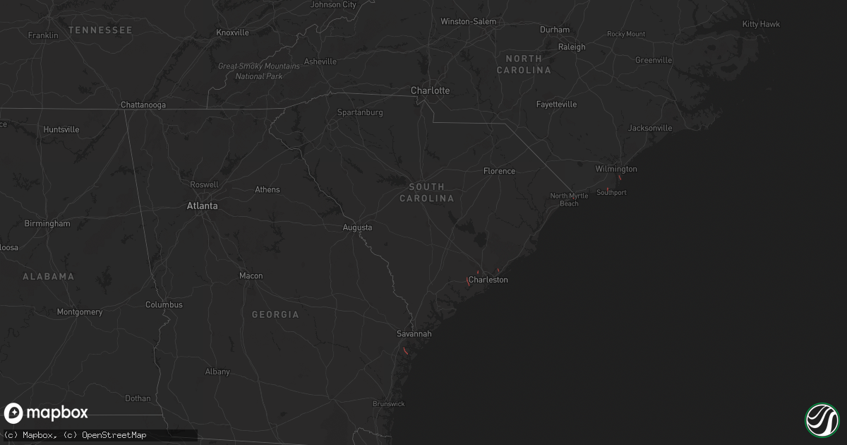 Hail map in South Carolina on August 30, 2023
