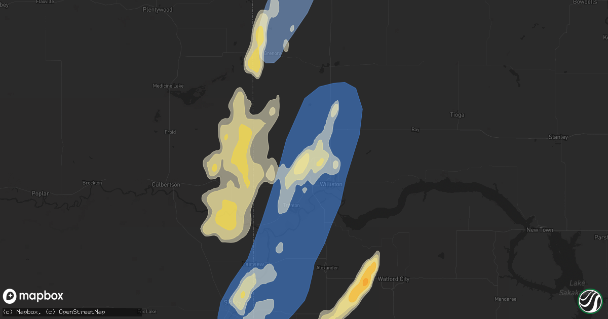 Hail map in Williston, ND on August 30, 2023
