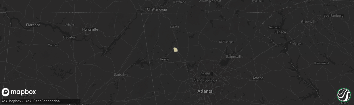 Hail map in Adairsville, GA on August 30, 2024