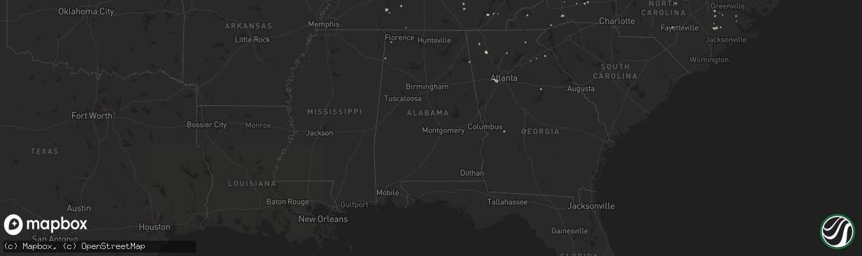 Hail map in Alabama on August 30, 2024