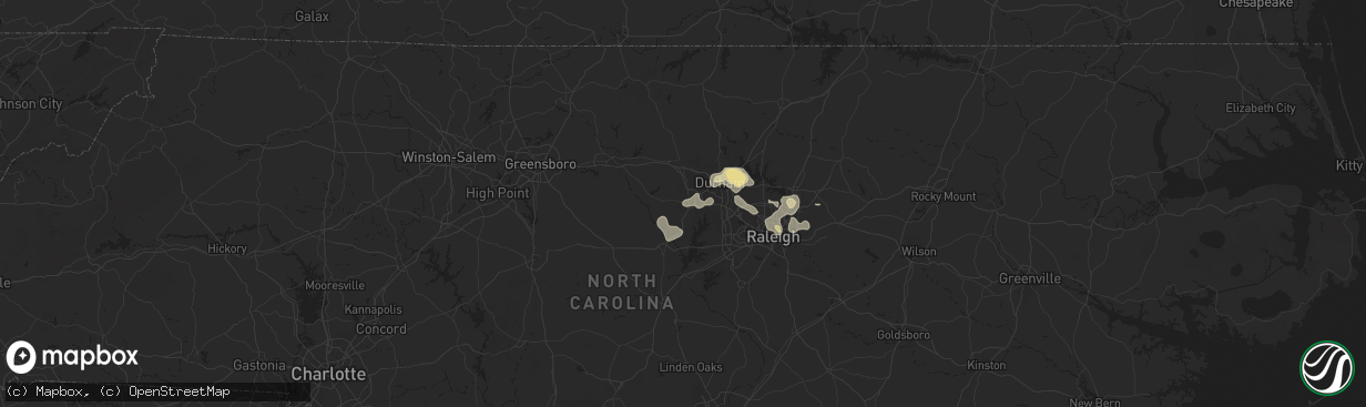 Hail map in Carrboro, NC on August 30, 2024