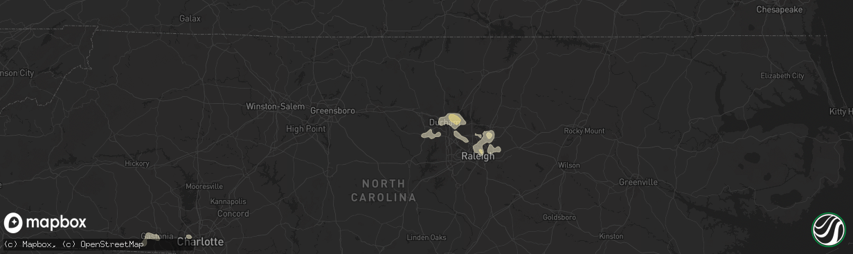 Hail map in Chapel Hill, NC on August 30, 2024