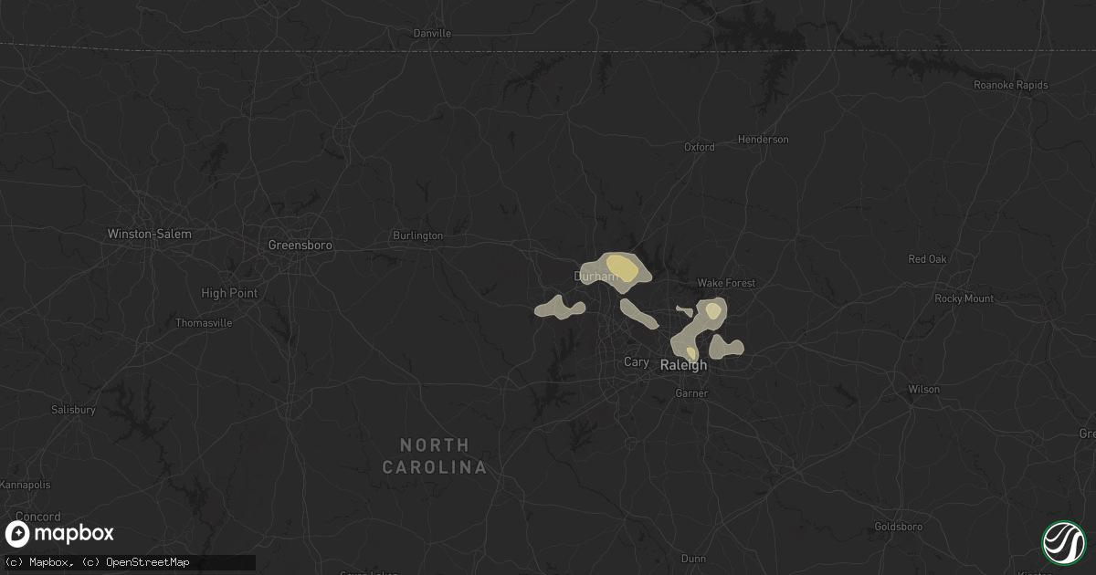 Hail map in Chapel Hill, NC on August 30, 2024