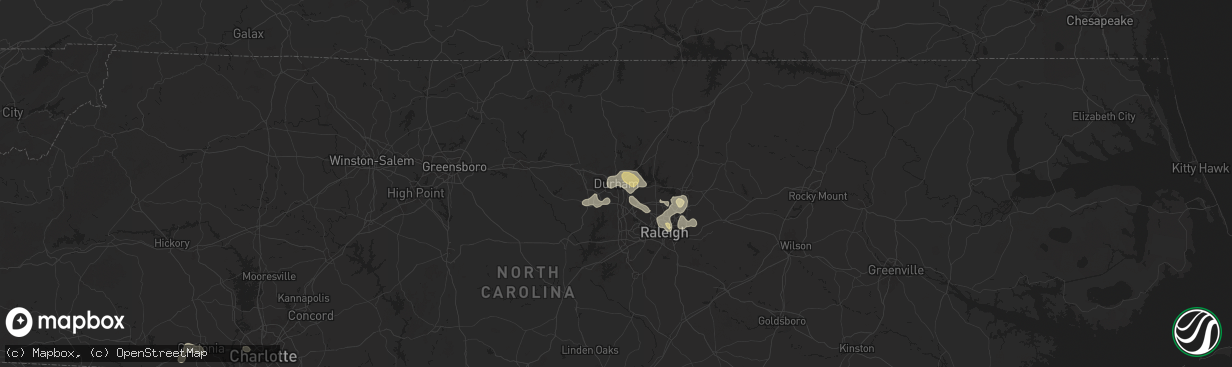 Hail map in Durham, NC on August 30, 2024