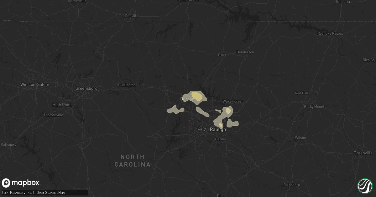 Hail map in Durham, NC on August 30, 2024