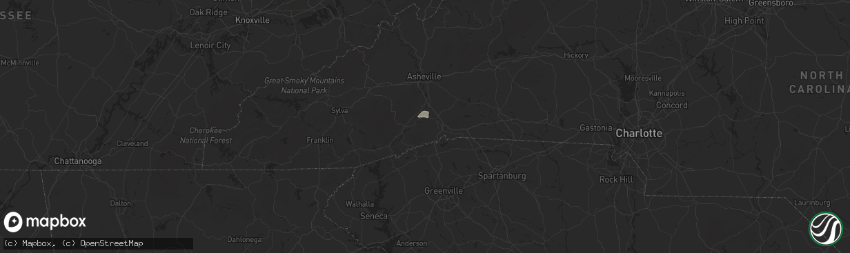 Hail map in Hendersonville, NC on August 30, 2024