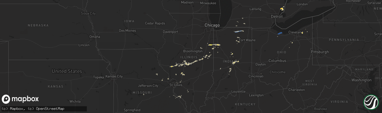 Hail map in Illinois on August 30, 2024