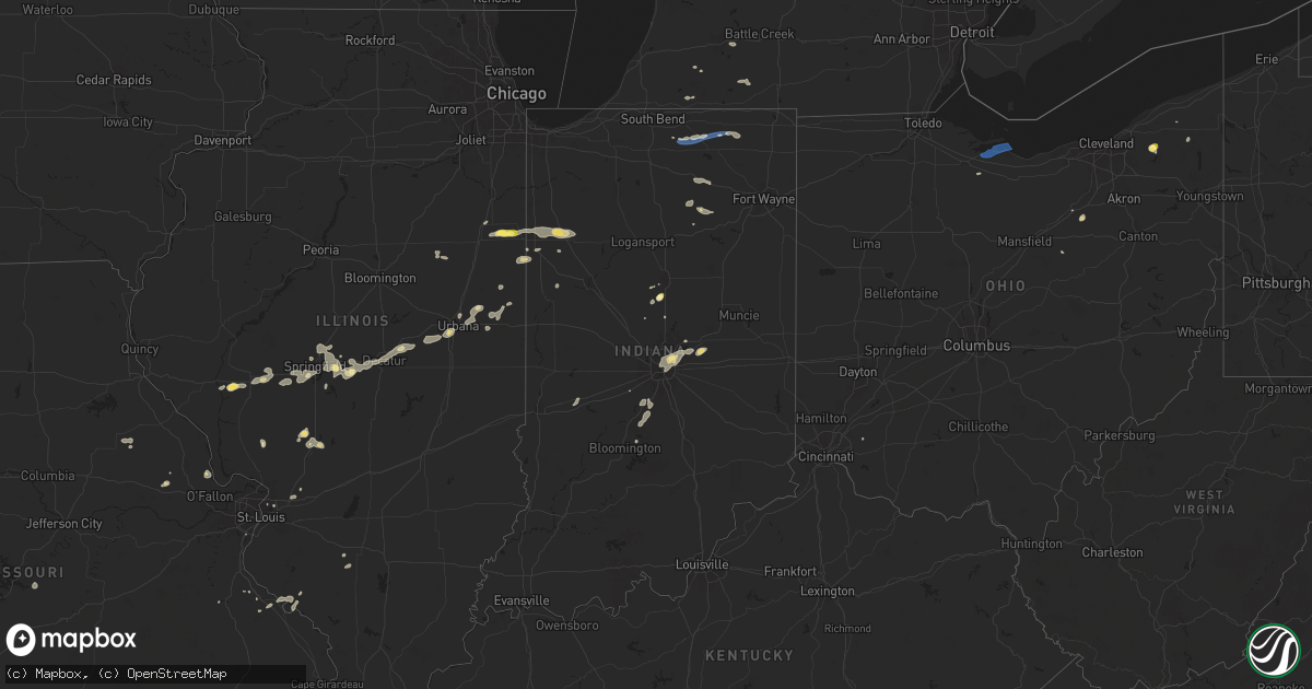 Hail map in Indiana on August 30, 2024