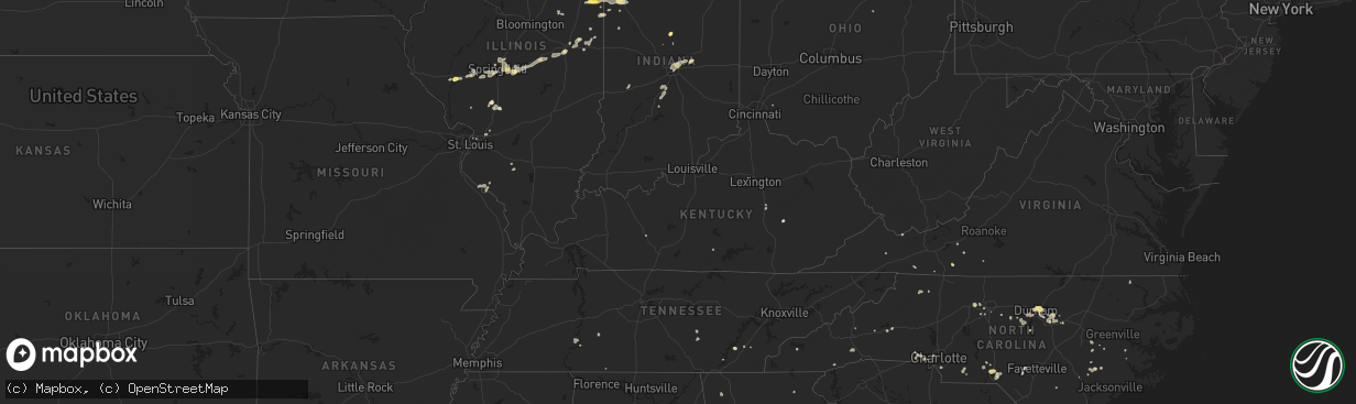 Hail map in Kentucky on August 30, 2024