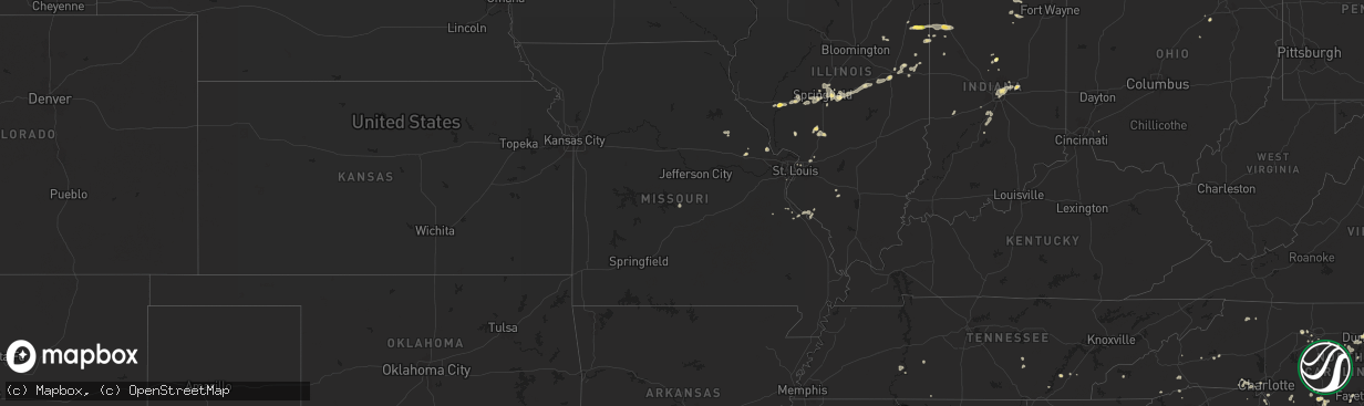 Hail map in Missouri on August 30, 2024