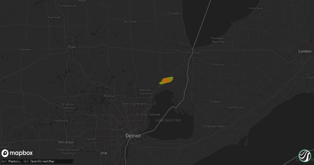 Hail map in New Haven, MI on August 30, 2024