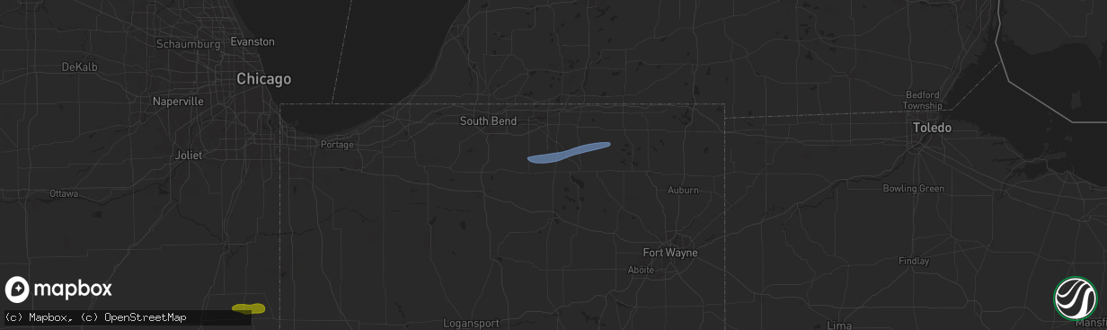 Hail map in New Paris, IN on August 30, 2024