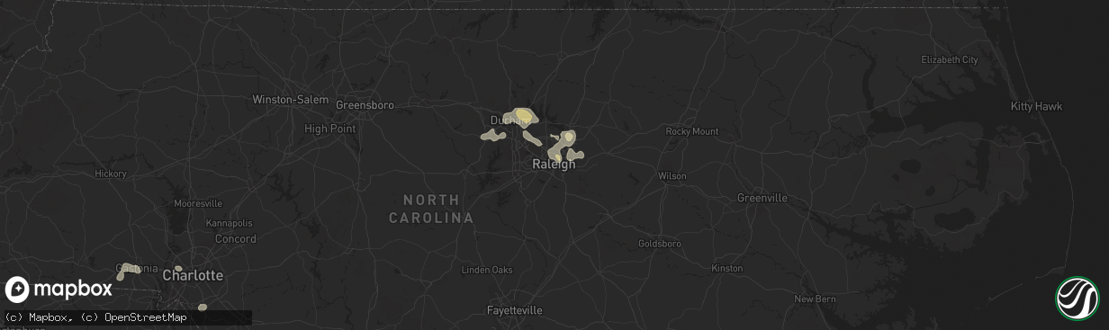 Hail map in Raleigh, NC on August 30, 2024