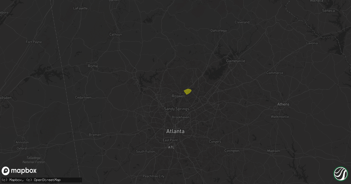 Hail map in Roswell, GA on August 30, 2024